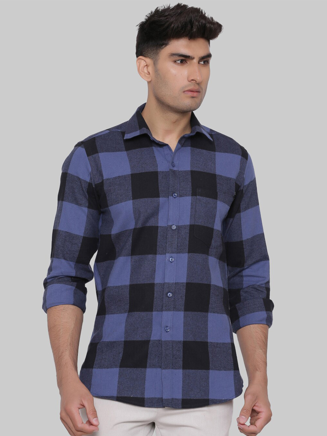 

Tistabene Men Blue Premium Buffalo Checked Casual Shirt