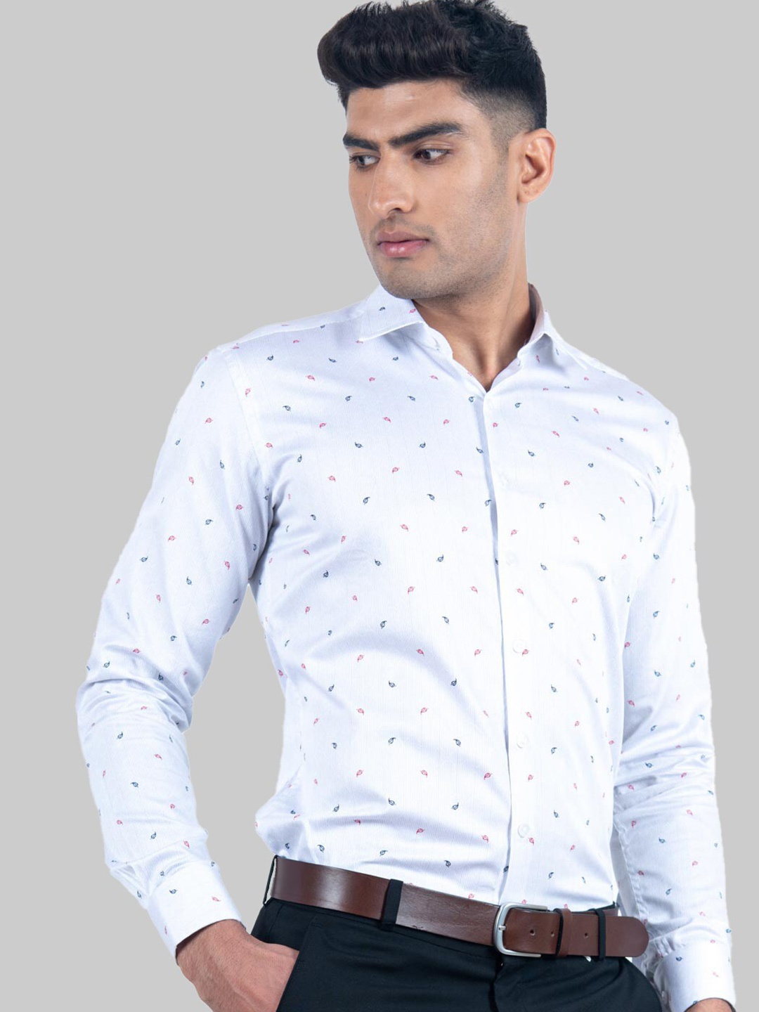 

Tistabene Men White Premium Cotton Printed Casual Shirt