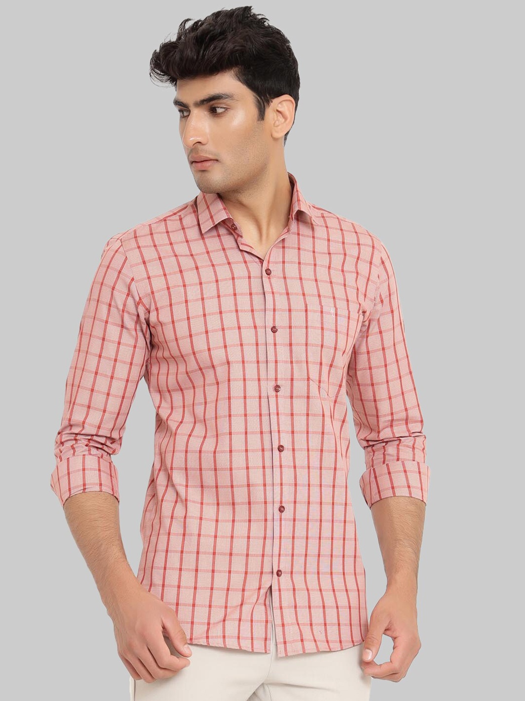 

Tistabene Men Pink Premium Regular Fit Checked Cotton Casual Shirt