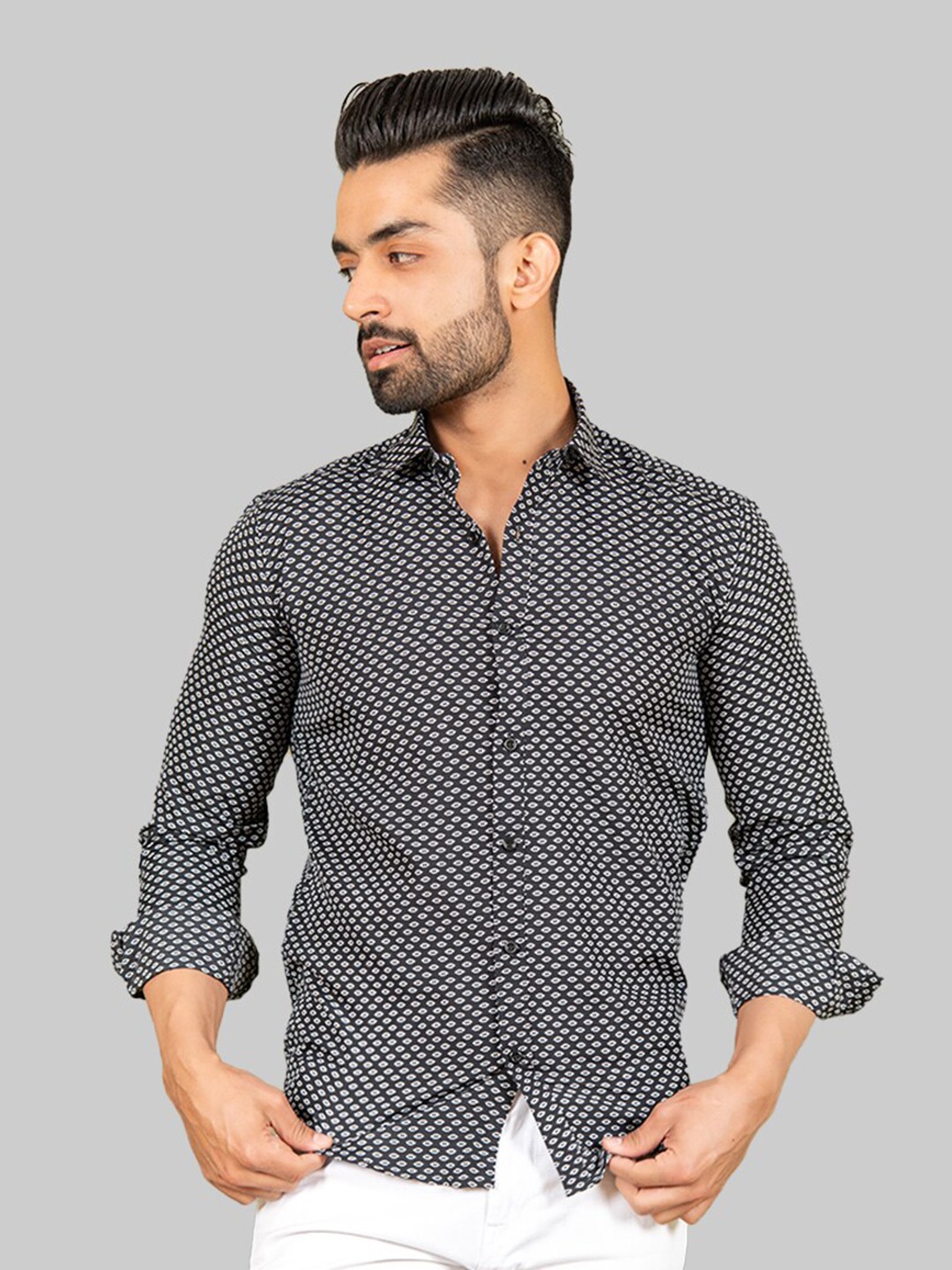 

Tistabene Men Black Premium Printed Casual Shirt