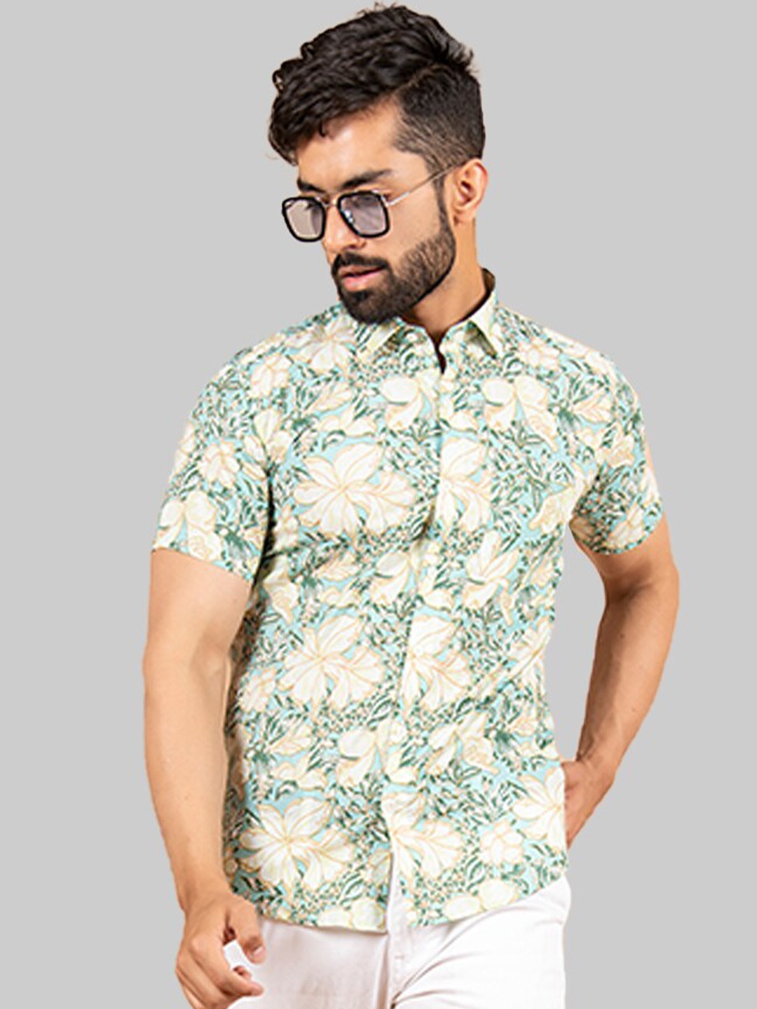 

Tistabene Men Blue Premium Regular Fit Floral Printed Cotton Casual Shirt