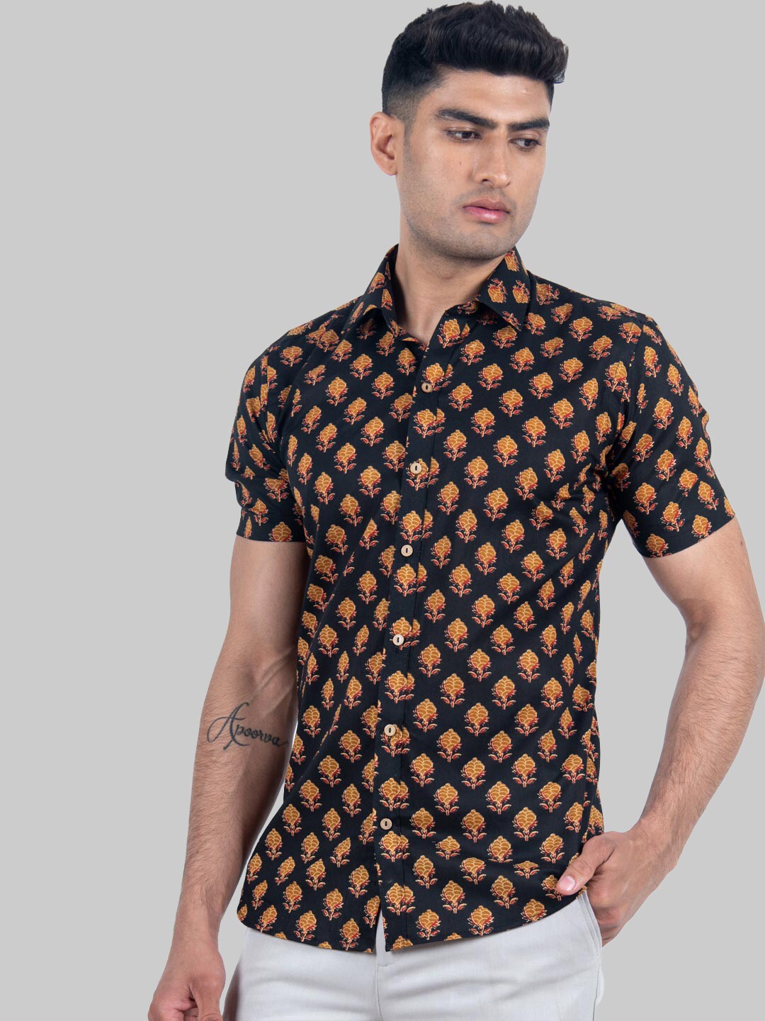 

Tistabene Men Black Premium Printed Casual Shirt
