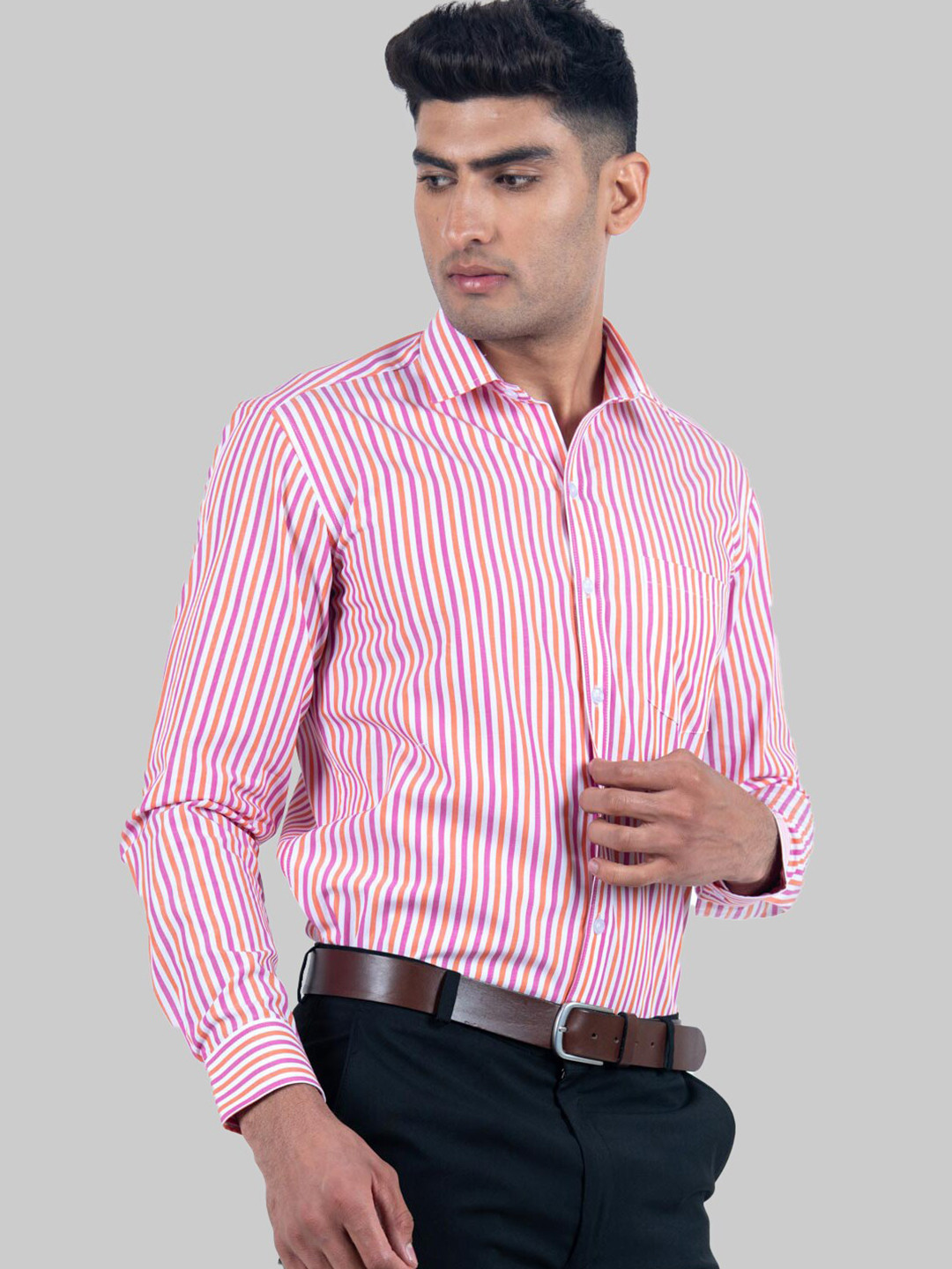 

Tistabene Men Pink Premium Striped Formal Shirt