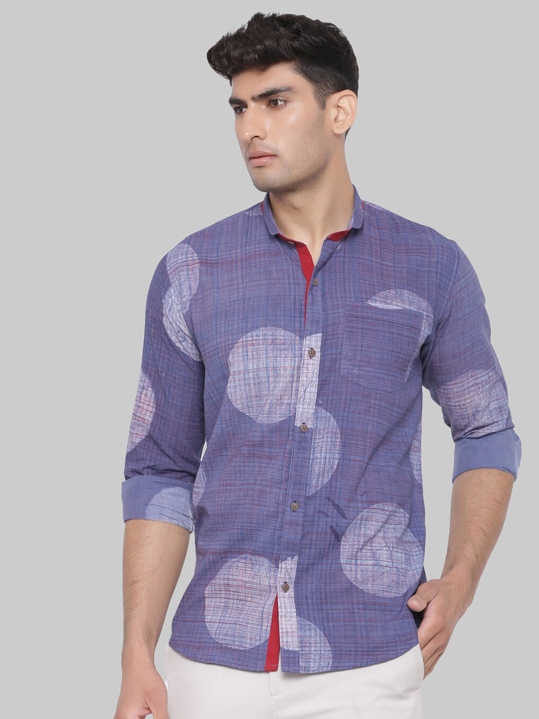 

Tistabene Men Blue Premium Printed Cotton Casual Shirt