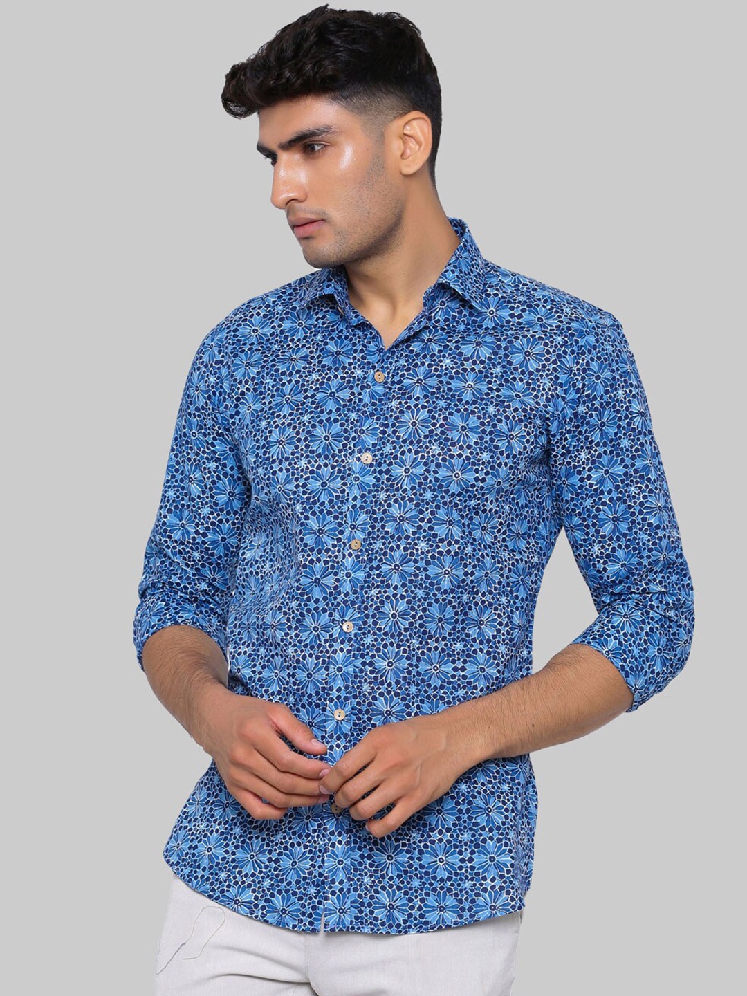 

Tistabene Men Blue Premium Floral Printed Casual Shirt