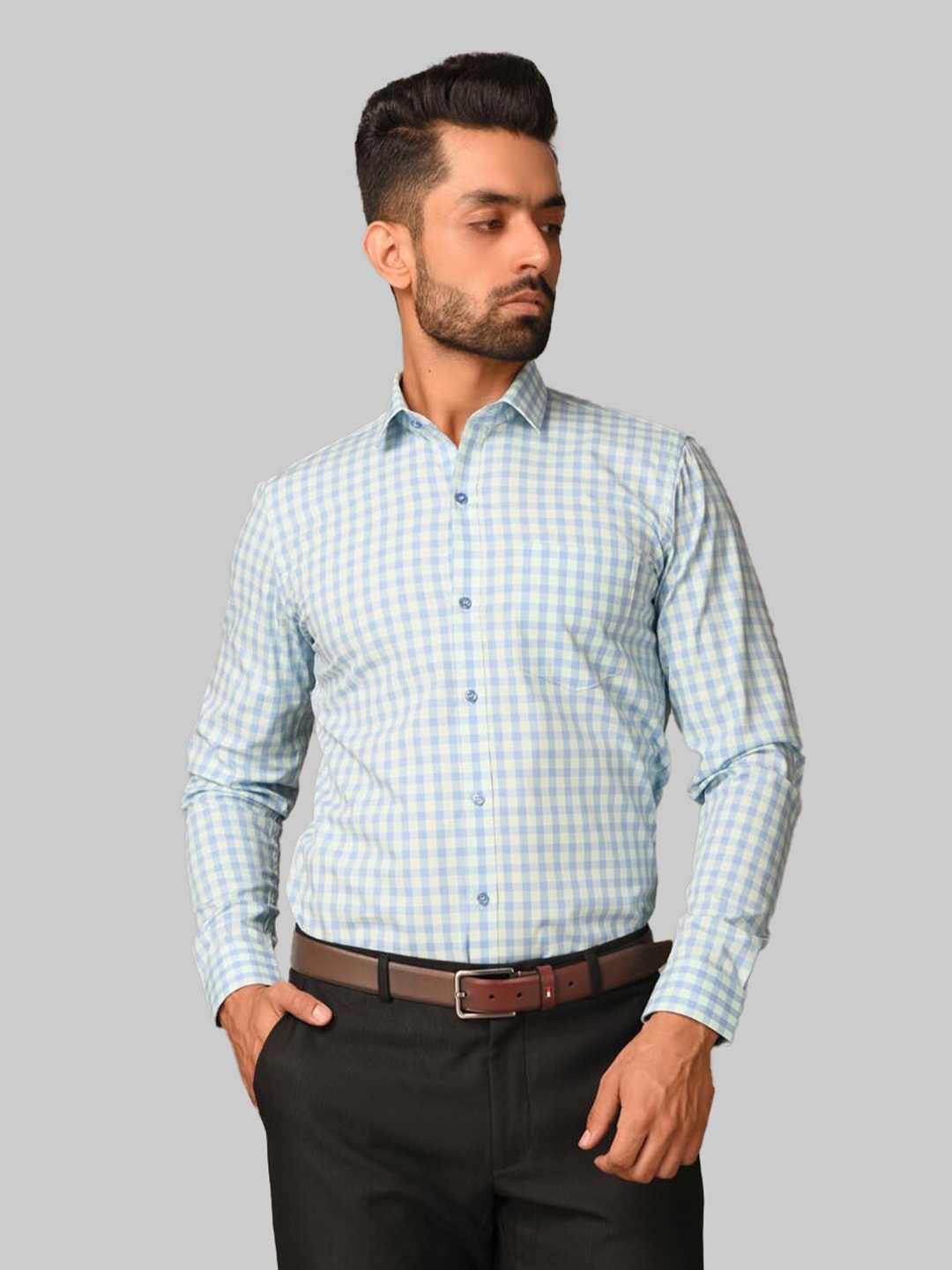 

Tistabene Men Purple Premium Checked Formal Cotton Shirt