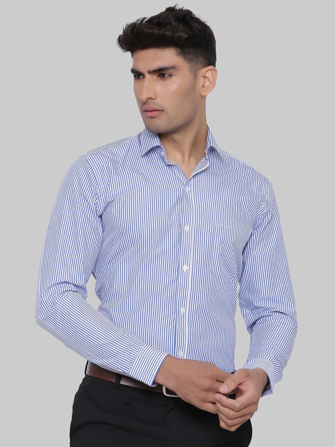 

Tistabene Men Blue Premium Striped Formal Shirt