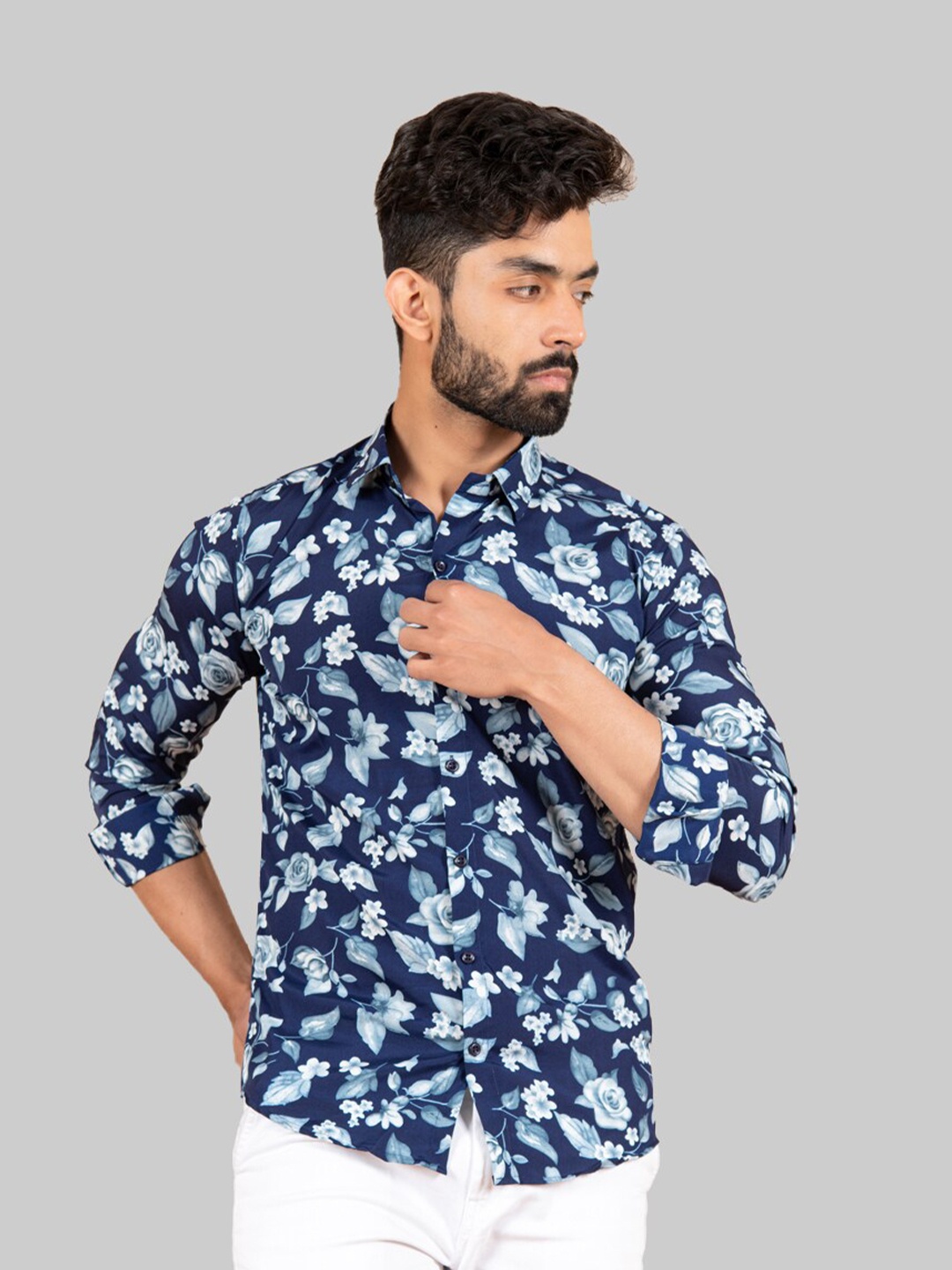 

Tistabene Men Blue Premium Floral Printed Casual Shirt