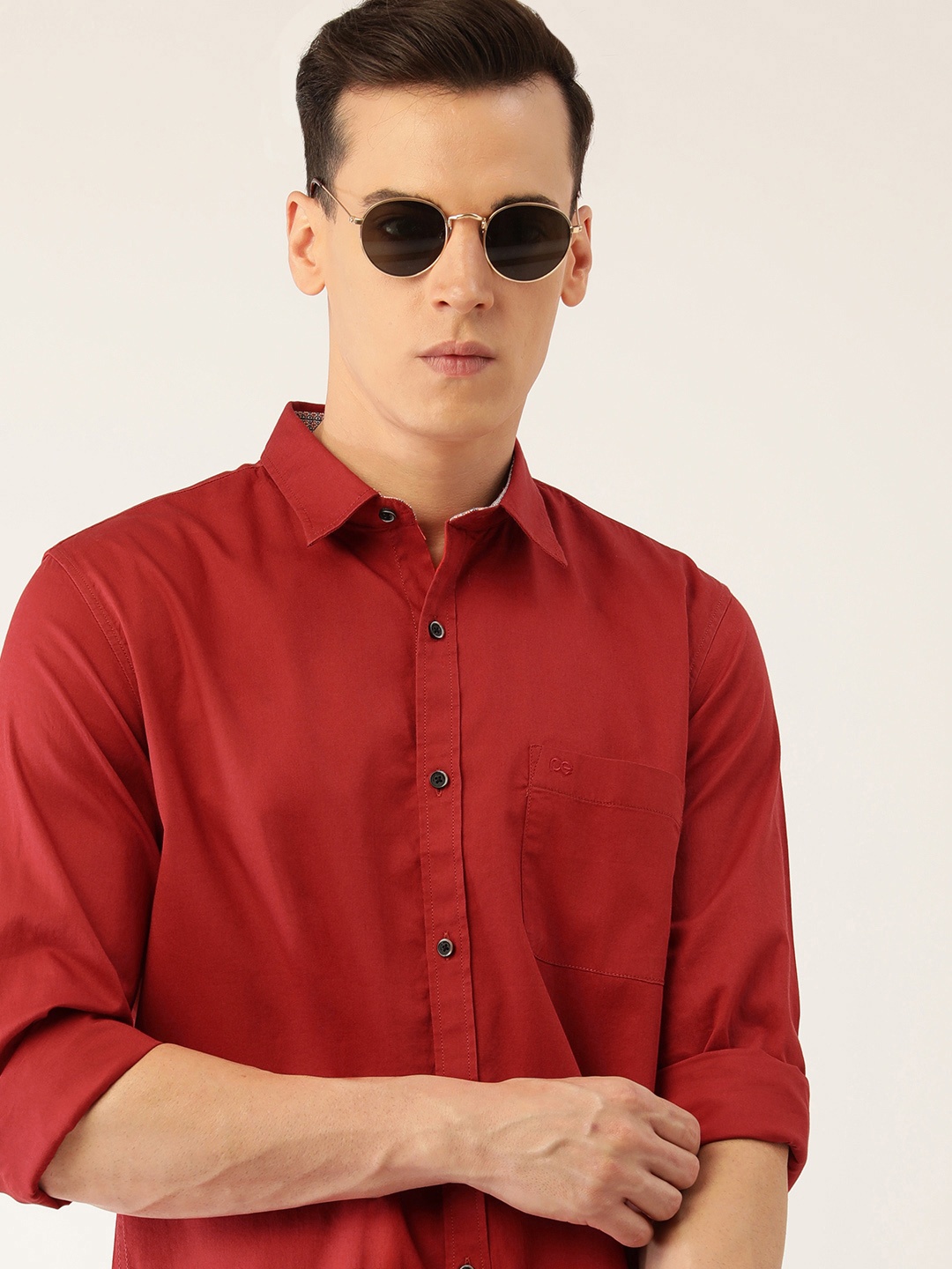 

Peter England Casuals Men Slim Fit Pure Cotton Shirt, Red