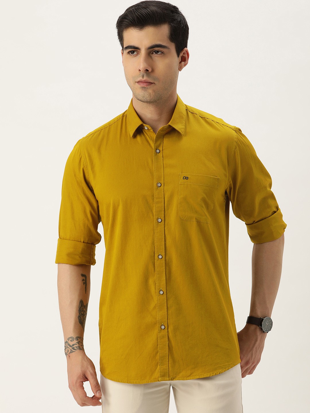 

Peter England Casuals Slim Fit Pure Cotton Casual Shirt, Mustard