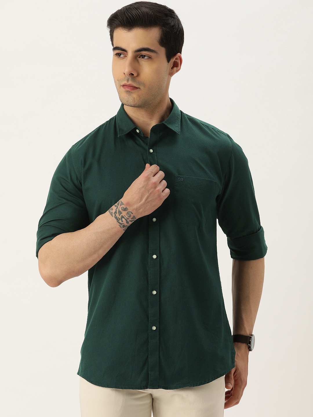 

Peter England Casuals Slim Fit Pure Cotton Casual Shirt, Green