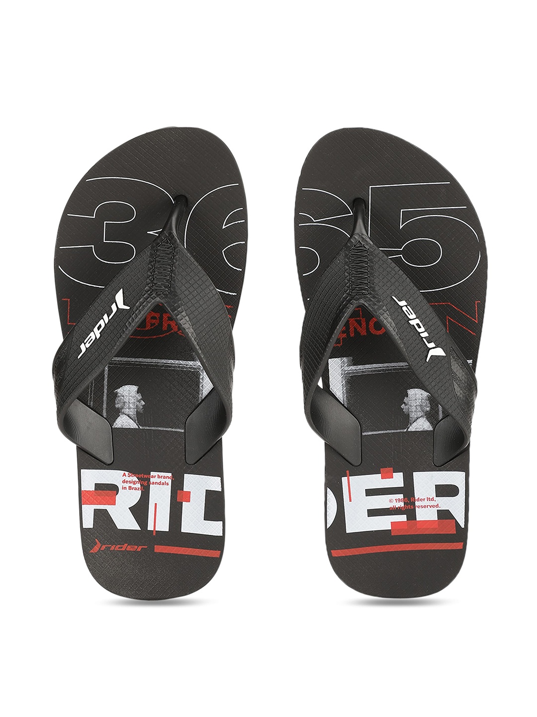 

Rider Men Black & White Printed Thong Flip-Flops