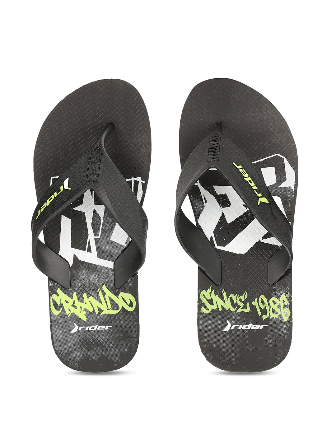 

Rider Men Black & White Printed Thong Flip-Flops