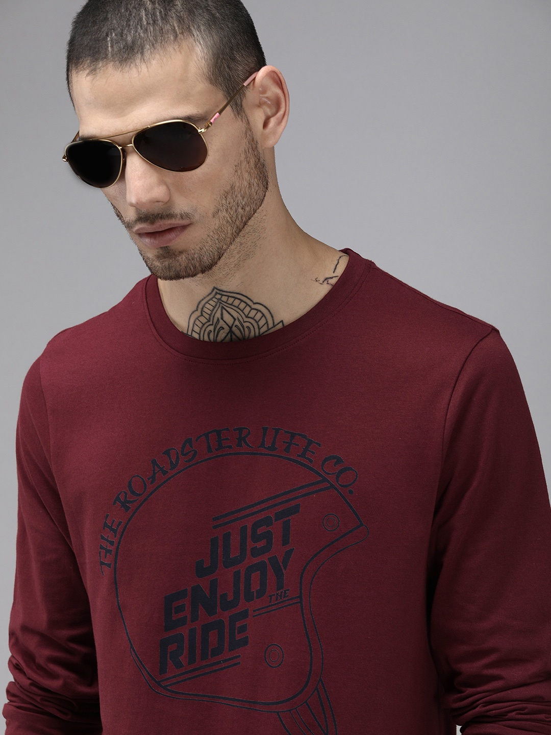 

Roadster Men Maroon Printed Pure Cotton T-shirt
