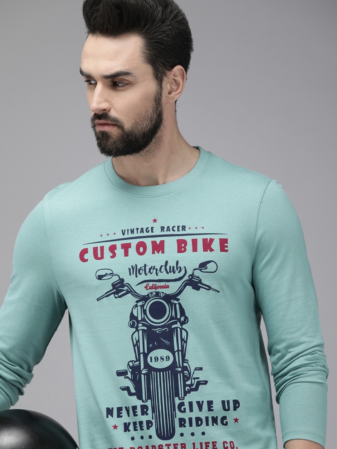 

Roadster Men Blue Biker Printed T-shirt