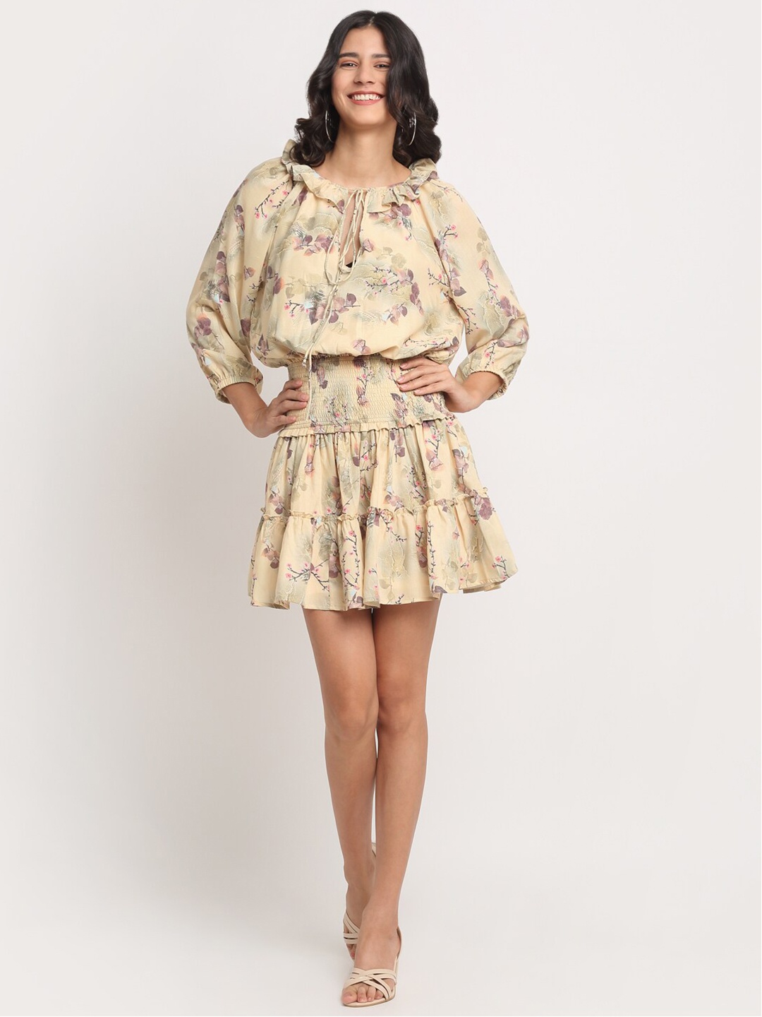 

SiaVira Women Yellow Floral Dress