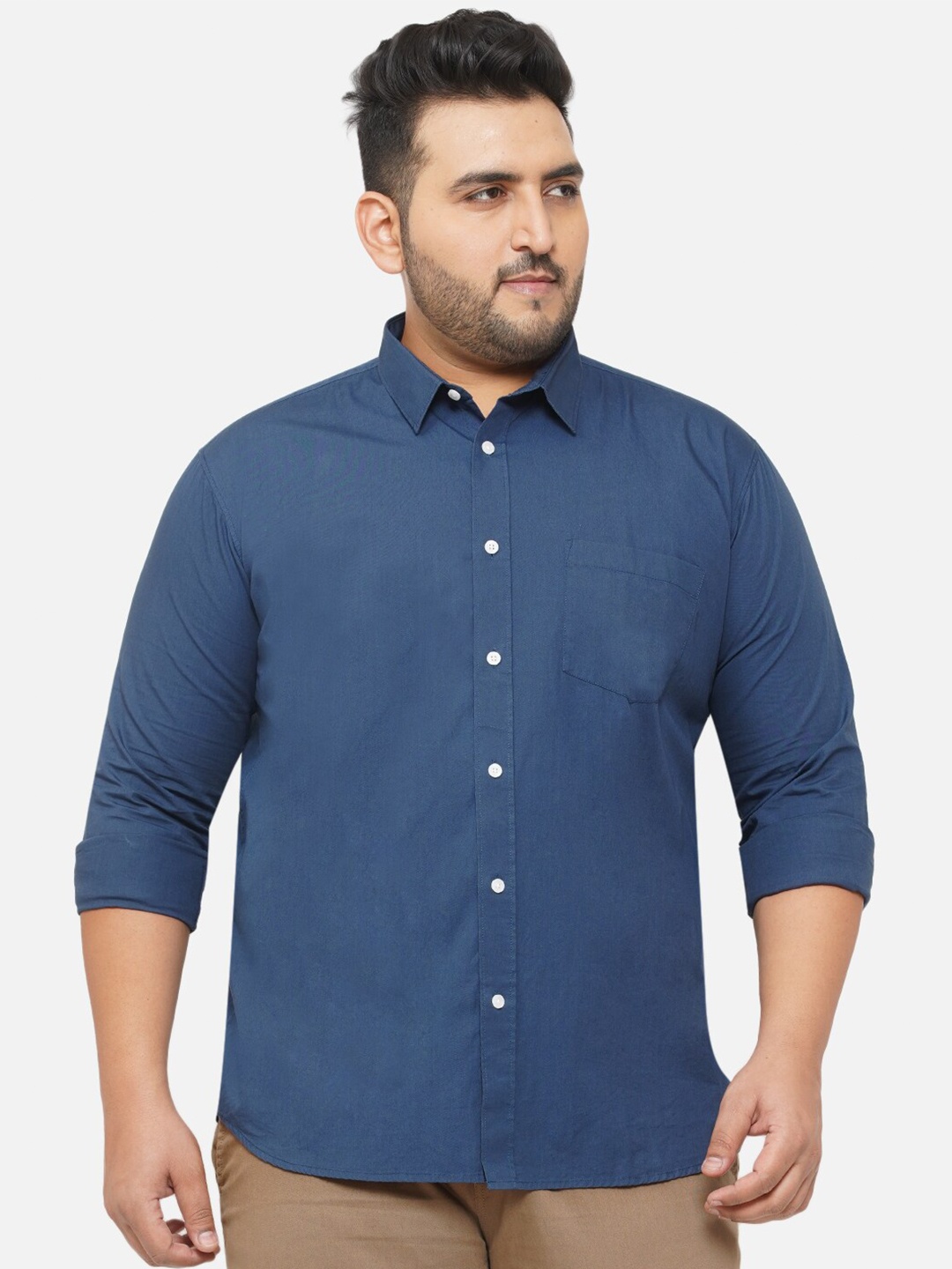 John Pride Plus Size Standard Casual Shirt, Blue