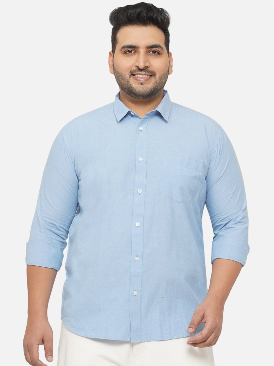 

John Pride Plus Size Standard Casual Shirt, Blue