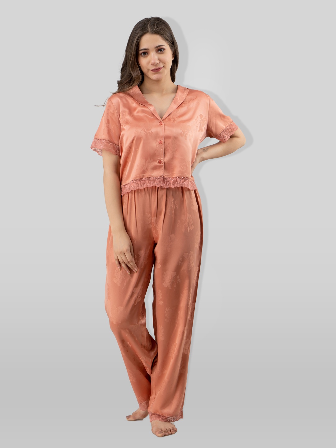 

PRETTY LOVING THING Women Rose Gold Printed Night suit