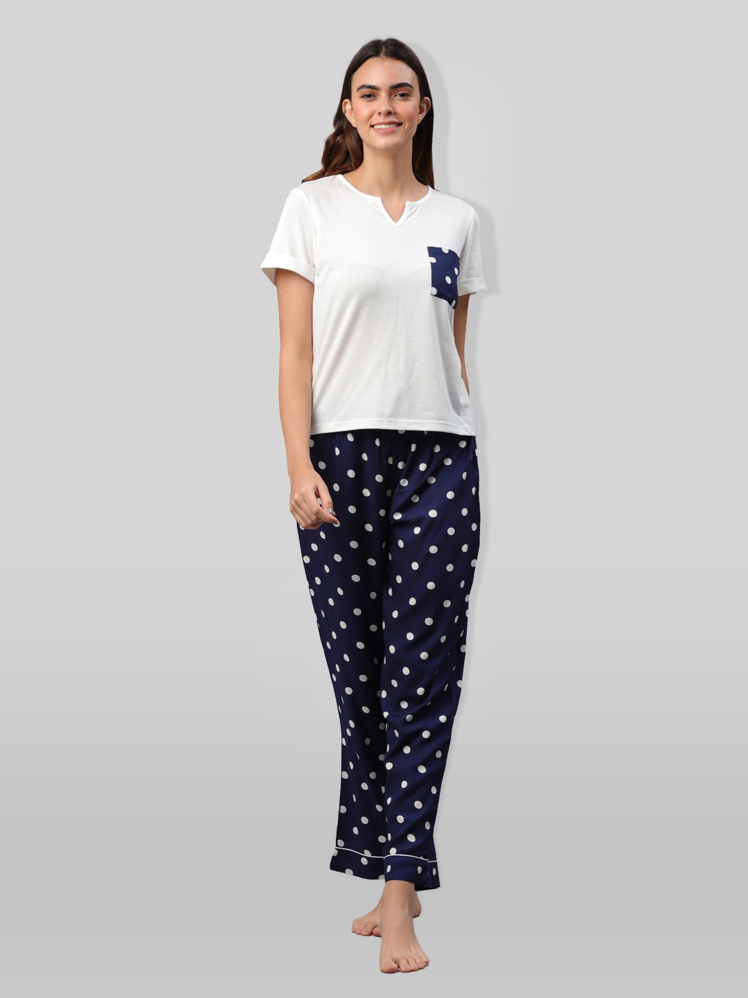 

PRETTY LOVING THING Women Women Blue & White Night suit