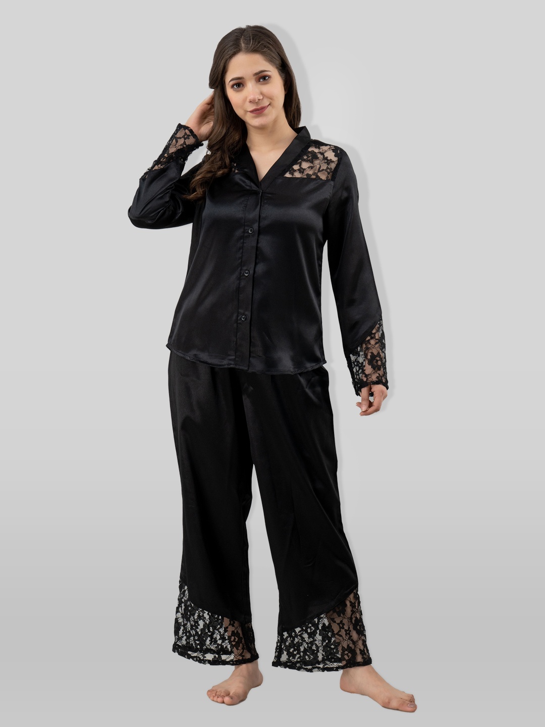 

PRETTY LOVING THING Women Black Night suit