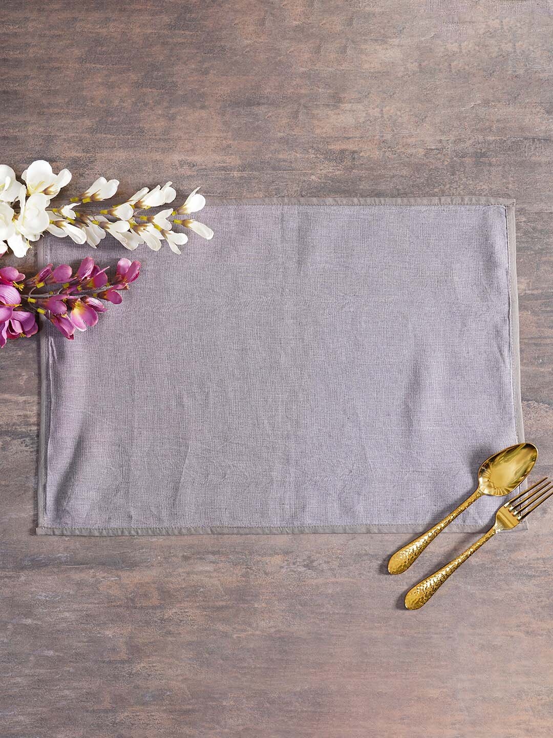 

Pure Home and Living Grey Solid Cotton Rectangular Table Placemats