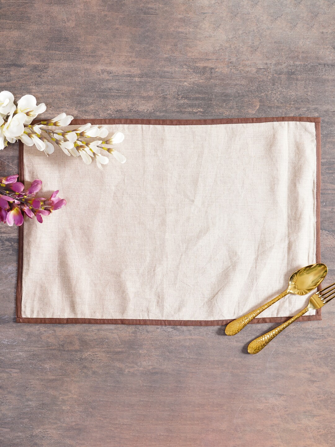 

Pure Home and Living Brown Solid Pure Cotton Table Placemats