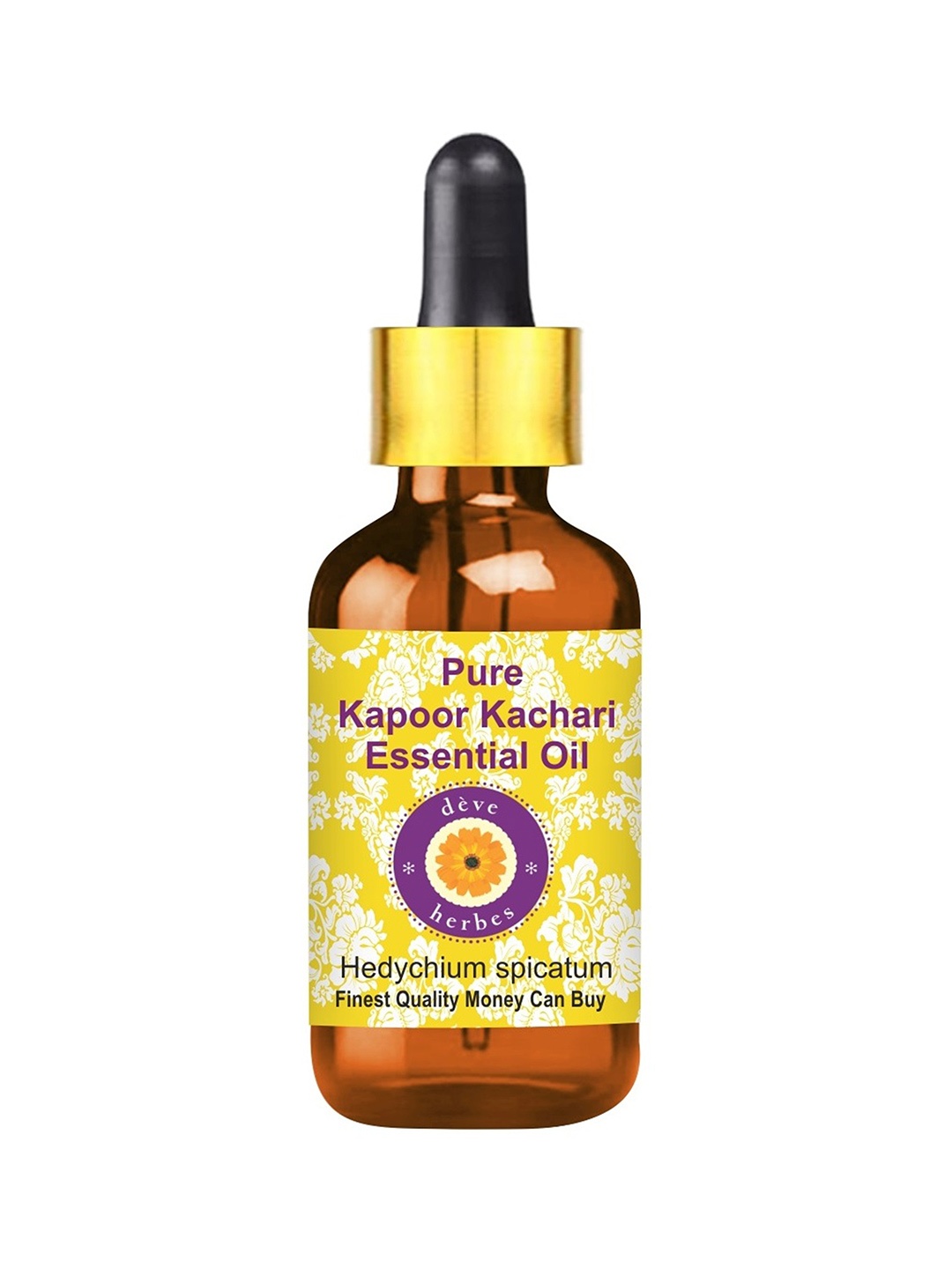 

Deve Herbes Pure Kapoor Kachari Essential Oil with Glass Dropper - Therapeutic Grade- 50ml, Yellow