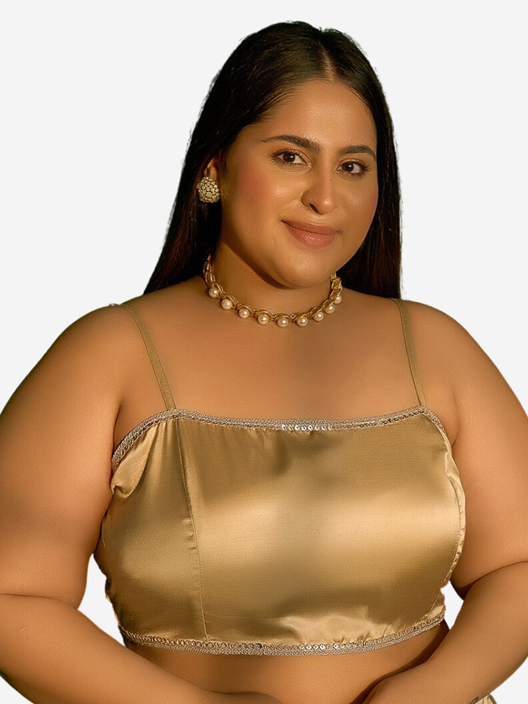 

Alaya By Stage3 Golden Satin Crop Top, Gold