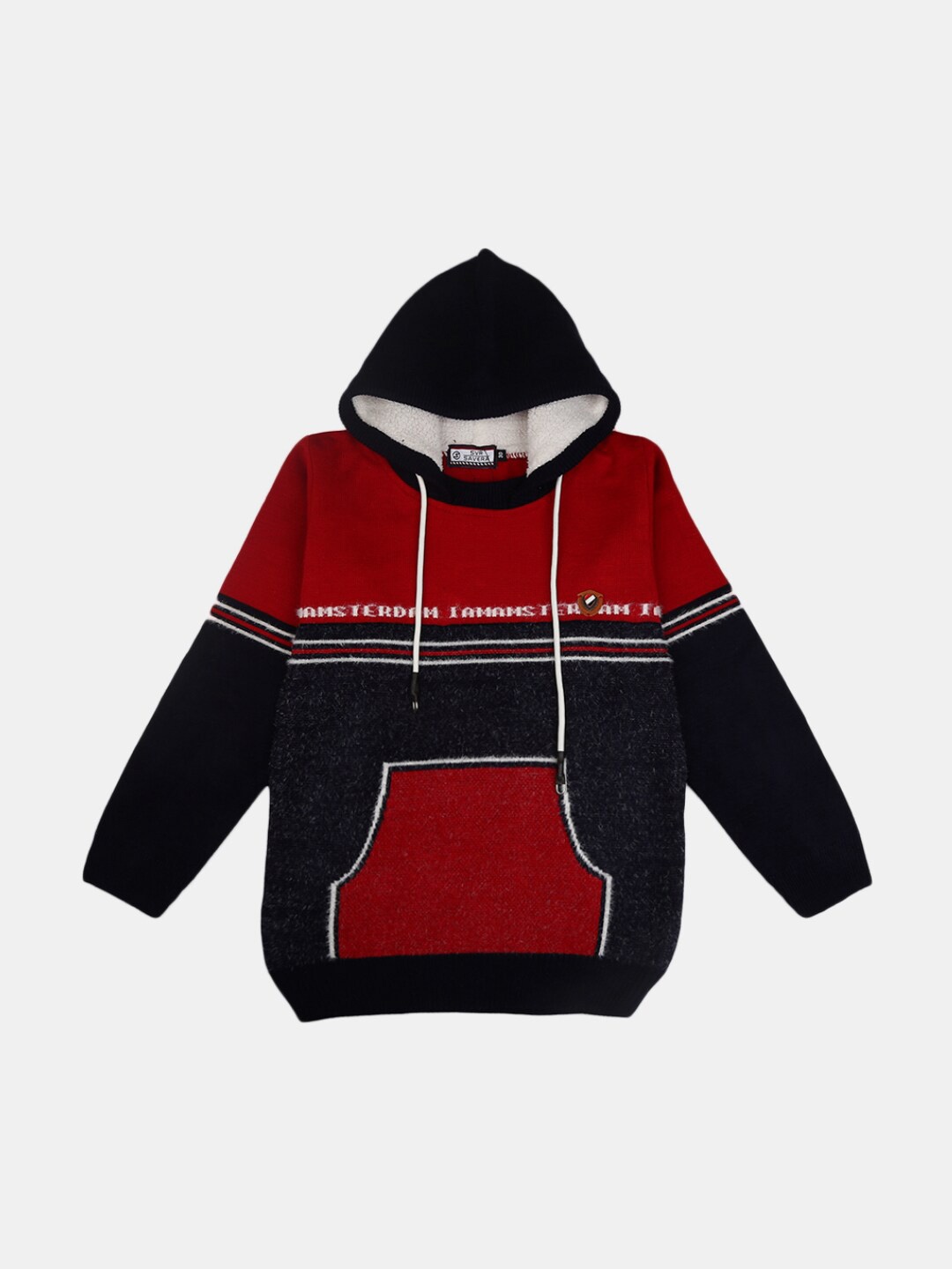 

V-Mart Boys Red Colourblocked Hooded Sweatshirt