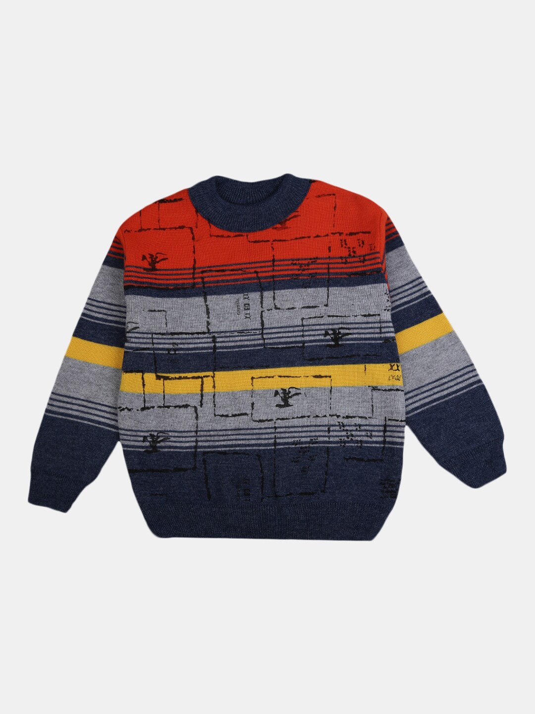 

V-Mart Boys Navy Blue Striped Sweatshirt