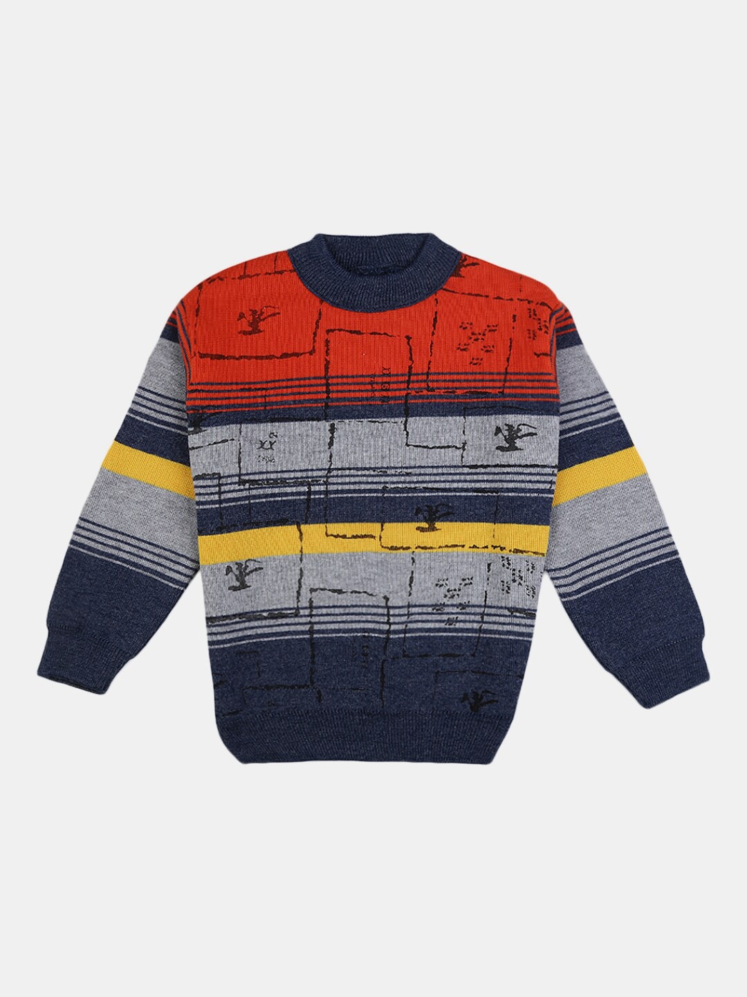 

V-Mart Boys Navy Blue Striped Sweatshirt