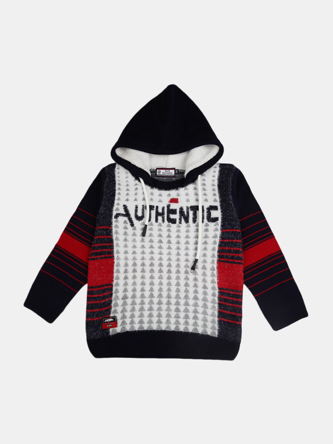 

V-Mart Boys Black & White Colourblocked Hooded Sweatshirt