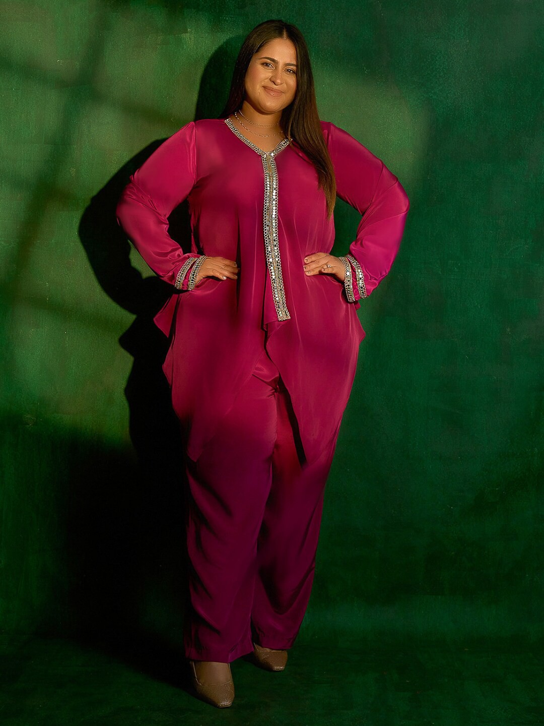 

Alaya By Stage3 Women Plus Size Pink Crepe Kurta