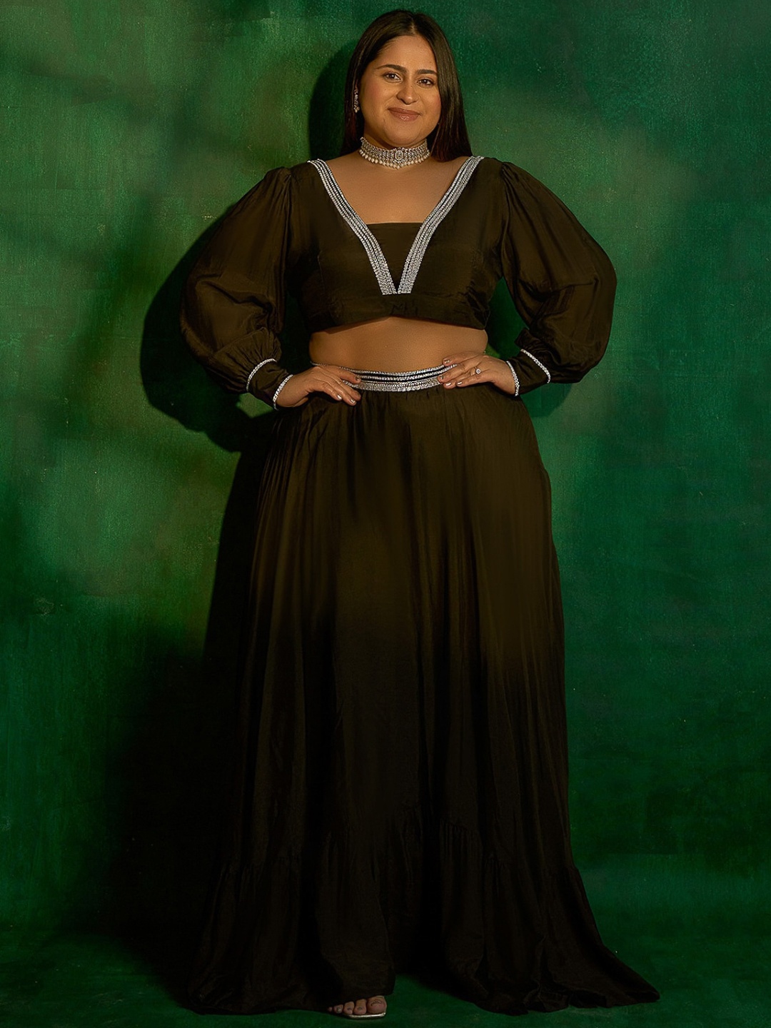 

Alaya By Stage3 Women Solid Black Flared Maxi Skirts