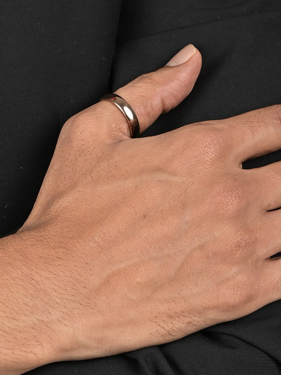

PALMONAS Men Rose Gold-Toned Solid Stainless Steel Ring