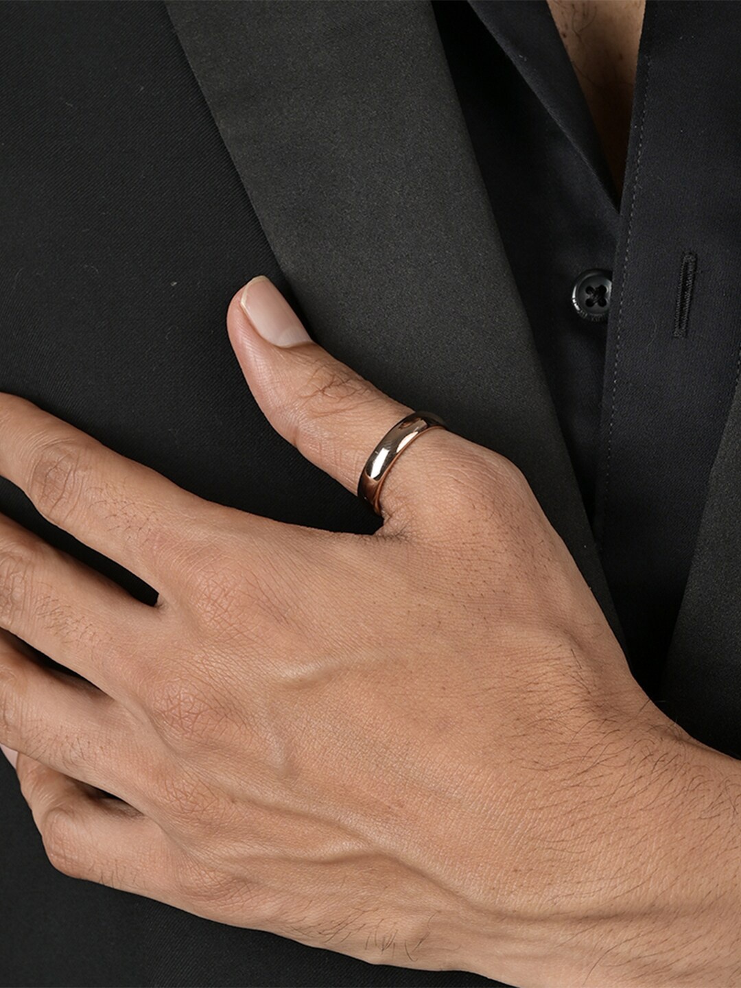 

PALMONAS Men Rose Gold-Toned Tungsten Finger Ring