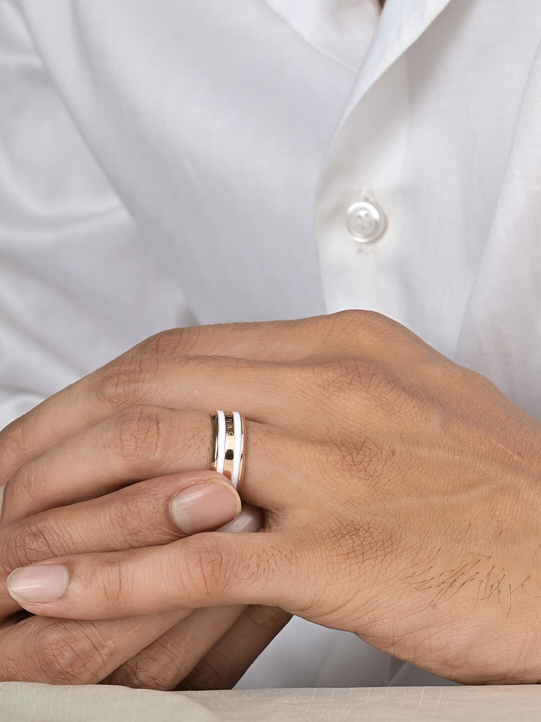 

PALMONAS Men Rose Gold-Toned Finger Ring
