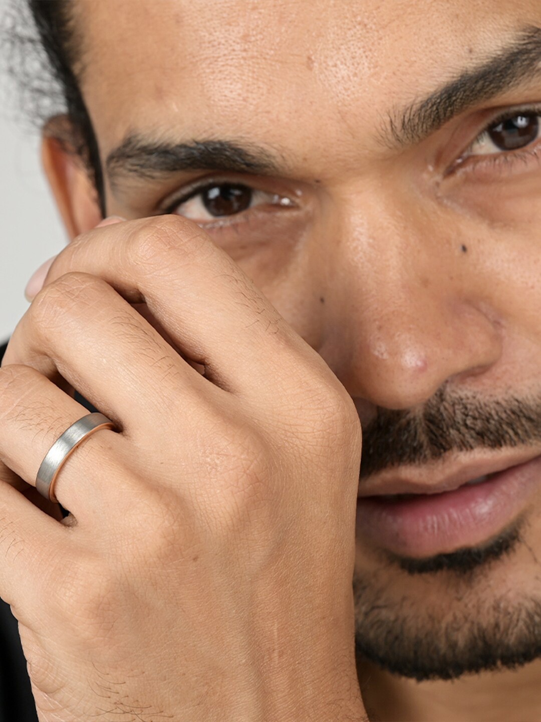 

PALMONAS Men Silver-Toned Tungsten Finger Ring