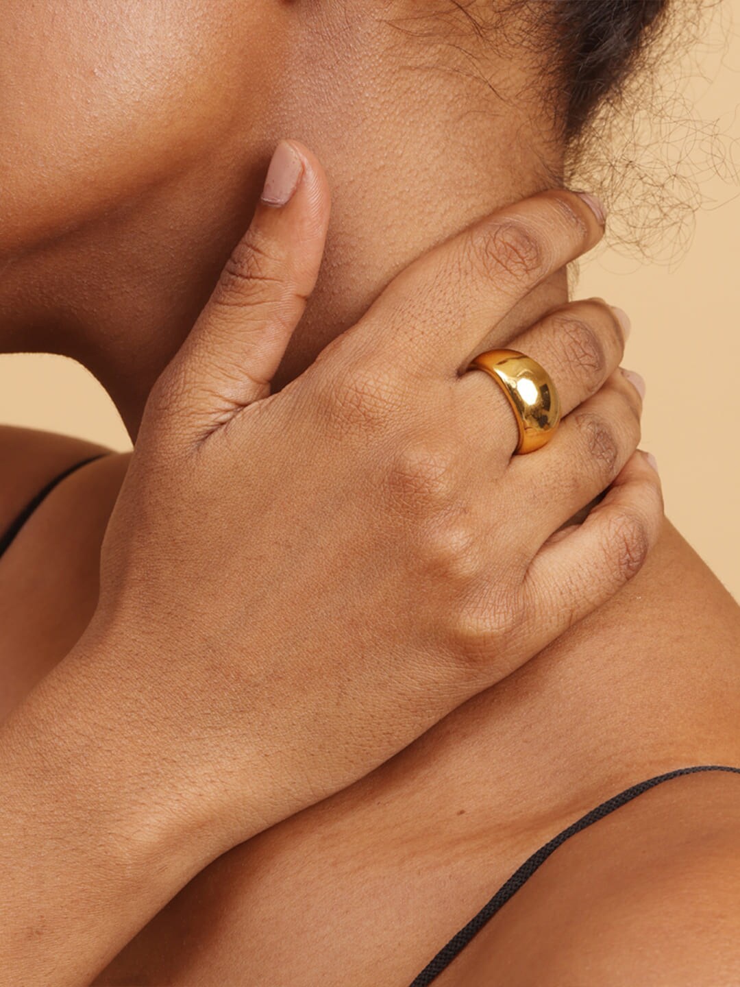 

PALMONAS Women 18k Gold-Plated Pain Dome Ring