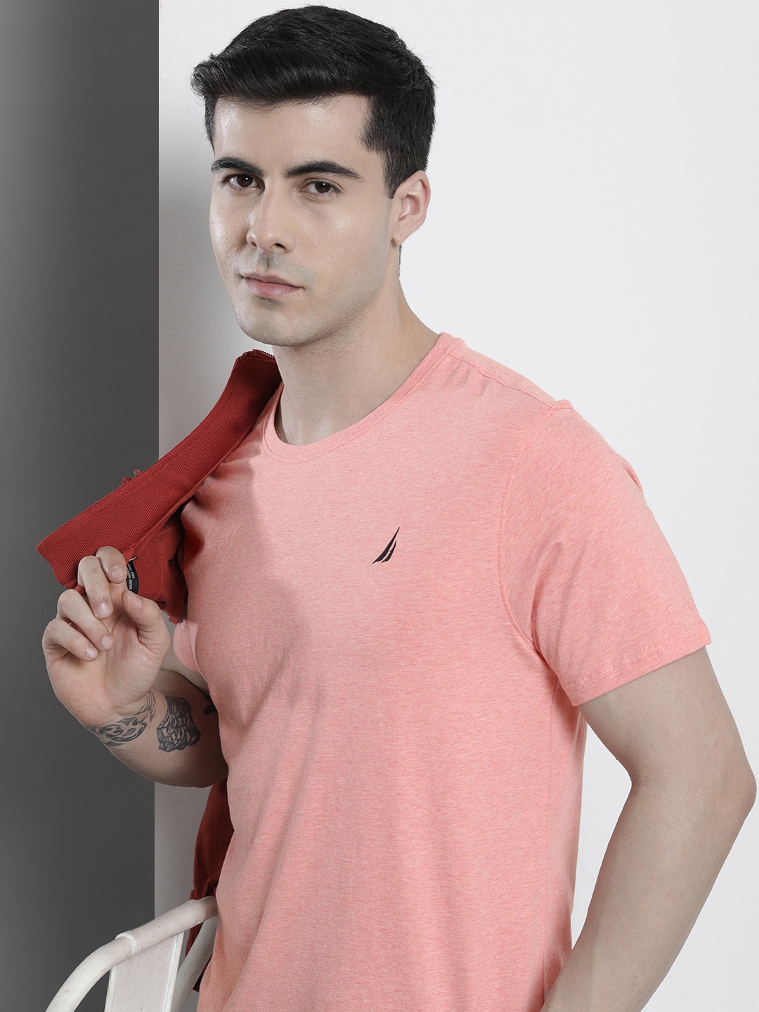 

Nautica Men Solid Pure Cotton T-shirt, Pink