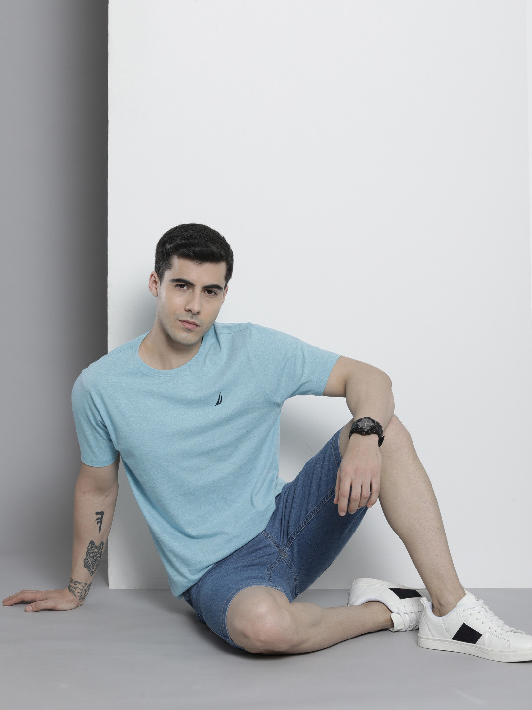 

Nautica Men Blue Pure Cotton T-shirt