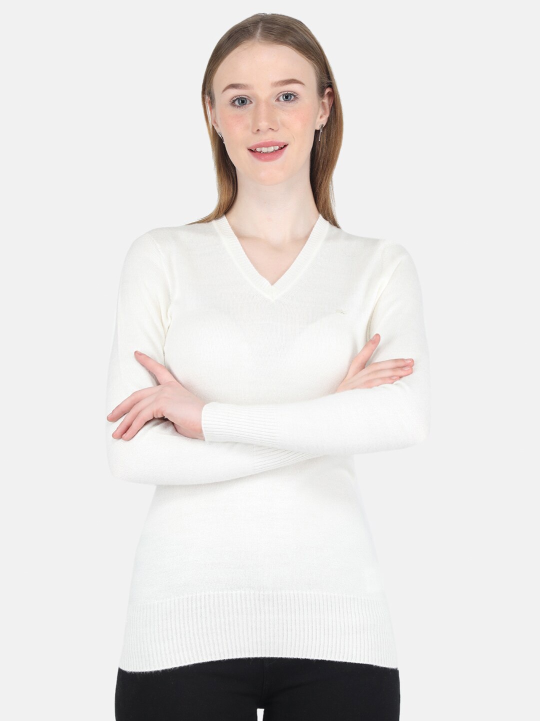 

Monte Carlo Women White Solid Pullover