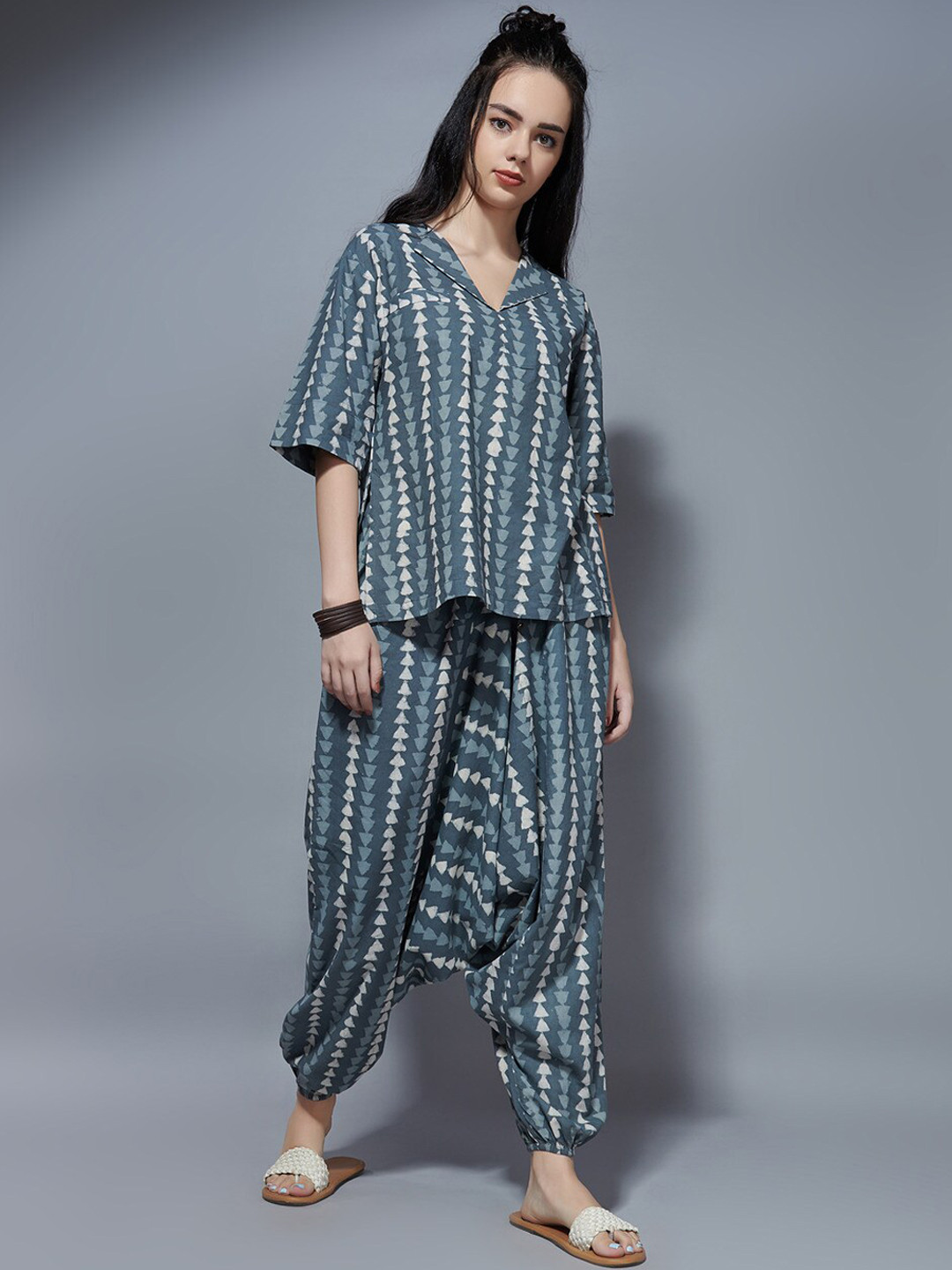 

the kaatn trail Women Printed Cotton Dhoti, Teal