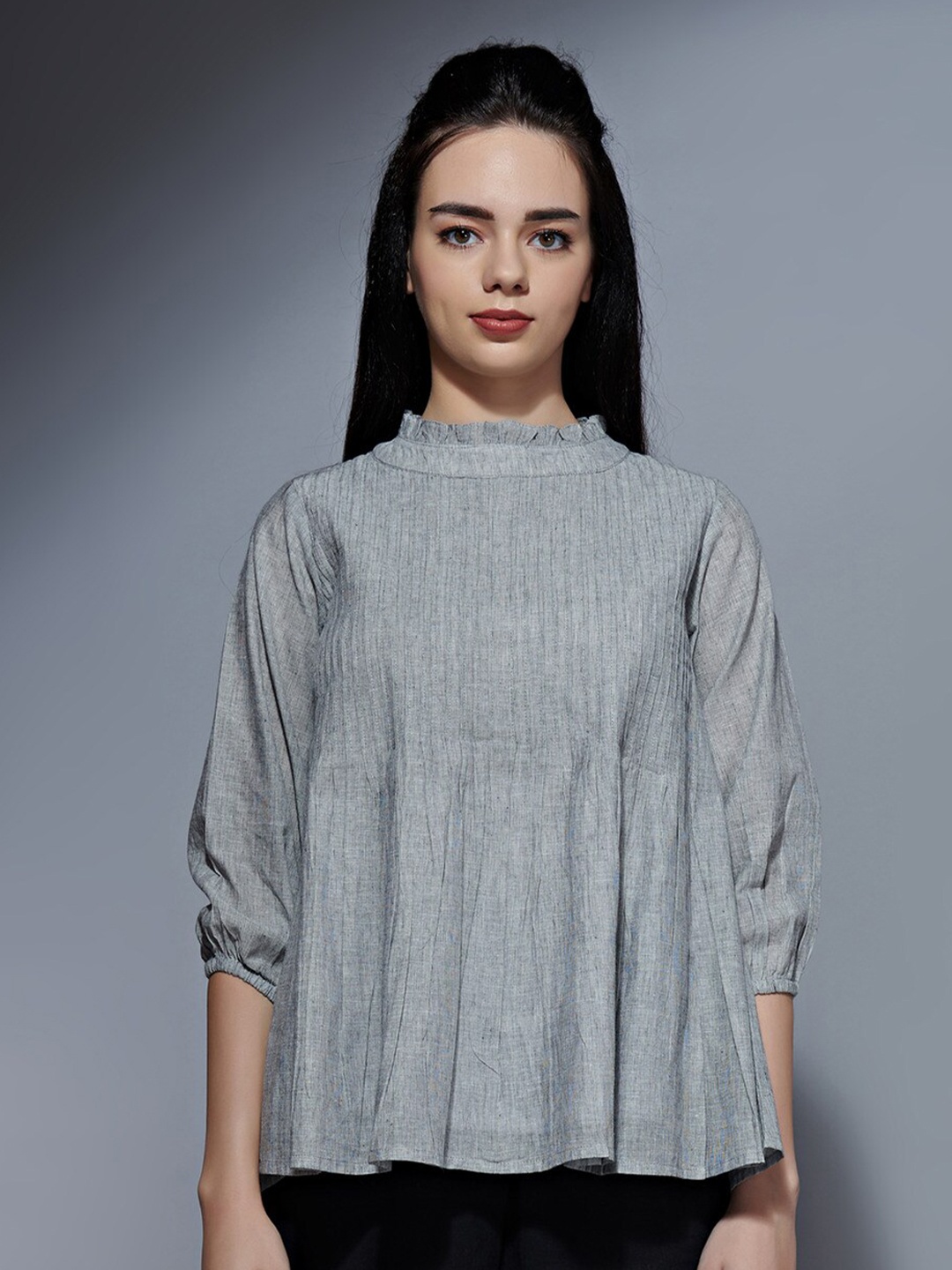 

the kaatn trail Grey Solid Pure Cotton Top