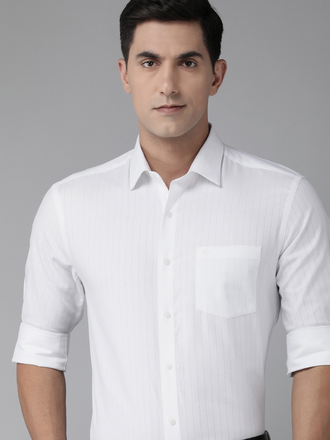 

Arrow Men Pure Cotton Manhattan Slim Fit Striped Casual Shirt, White