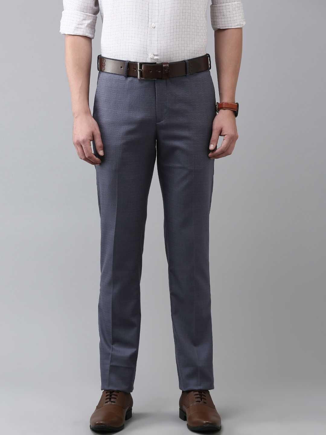

Arrow Men Grey Checked Tailored Formal Trousers