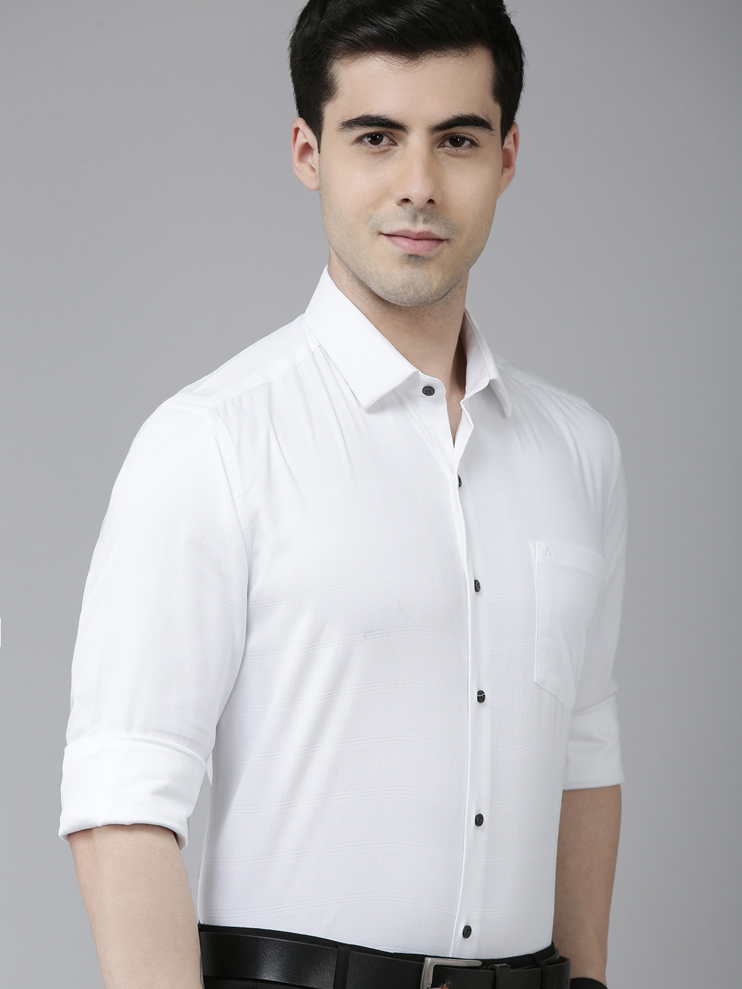 

Arrow Men White Original Slim Fit Checked Formal Shirt