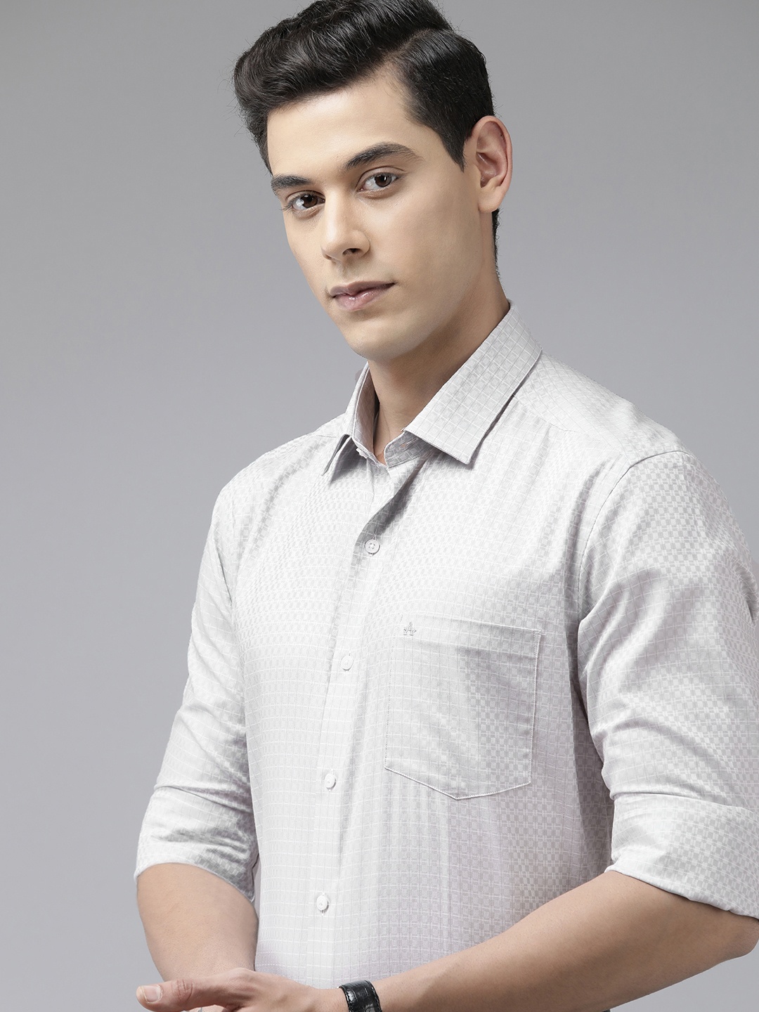 

Arrow Men Grey Original Slim Fit Checked Pure Cotton Casual Shirt