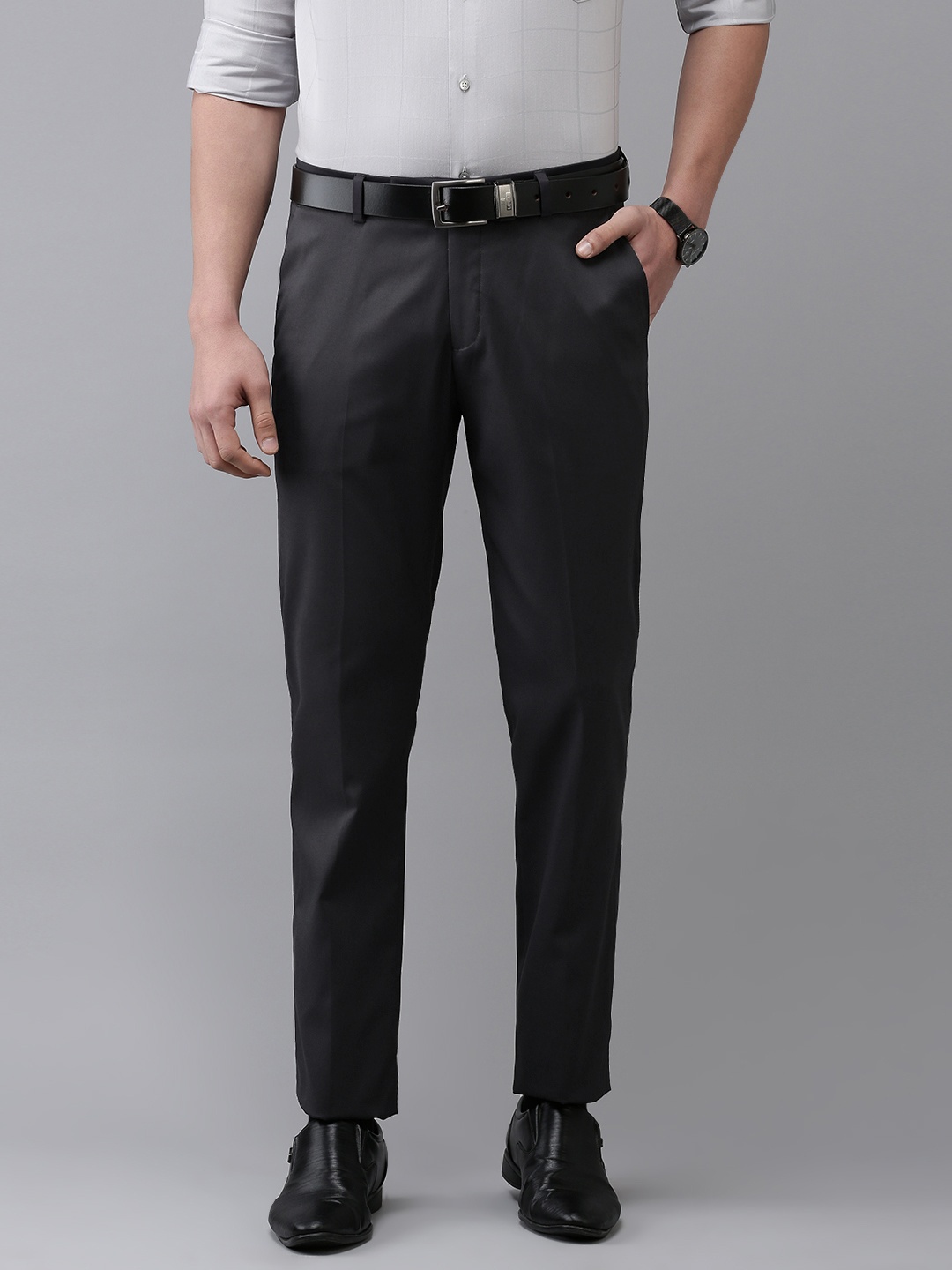 Arrow Men Black Tailored Fit Formal Trousers
